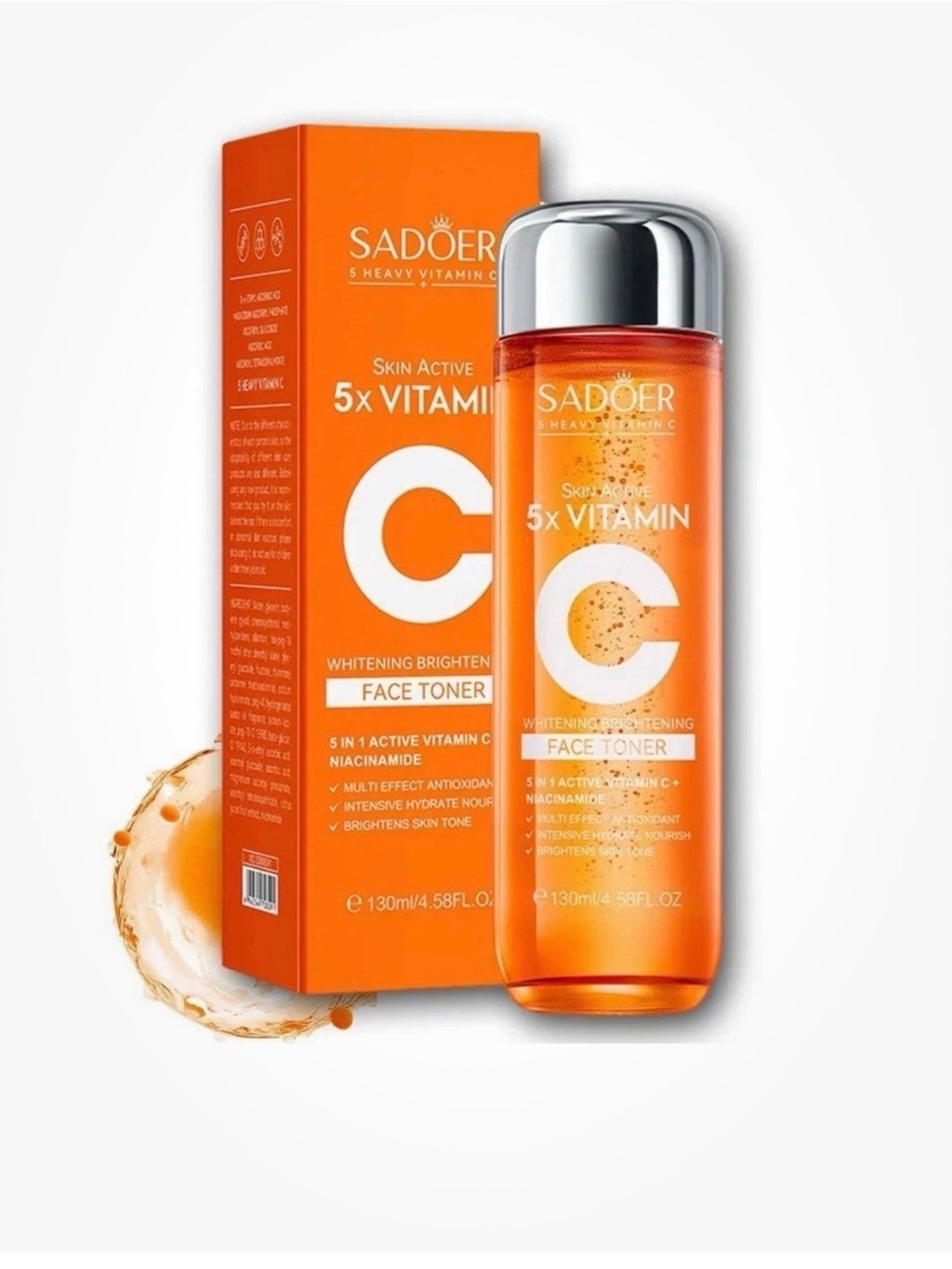 SADOER 5X Vitamin C Whitening Brightening Skin Active Face Toner 4.58 oz/130ml